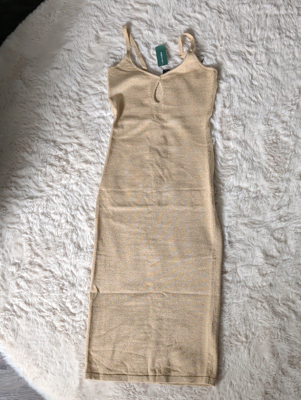 Icone Simons Shimmer Gold Bodycon Midi Dress